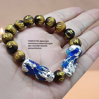  Gelang  Double Pi Xiu Berubah Warna  Tiger Eyes Stone 