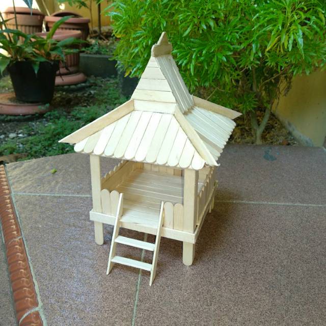 Prakarya Maket Miniatur Rumah  Adat  Jawa Joglo Dari  Stik  Es  