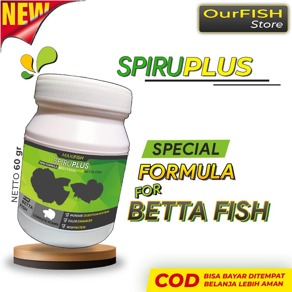 Pelet Spirulina Cupang SPIRUPLUS Pakan Pelet Pellet Ikan Cupang Hias Avatar Galaxy Multicolor Nemo