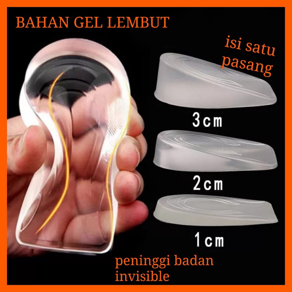 INSOLE PENINGGI BADAN WANITA GEL SILICON IMPORT ALAS SEPATU WAN ITA PENINGGI BADAN INSTANT