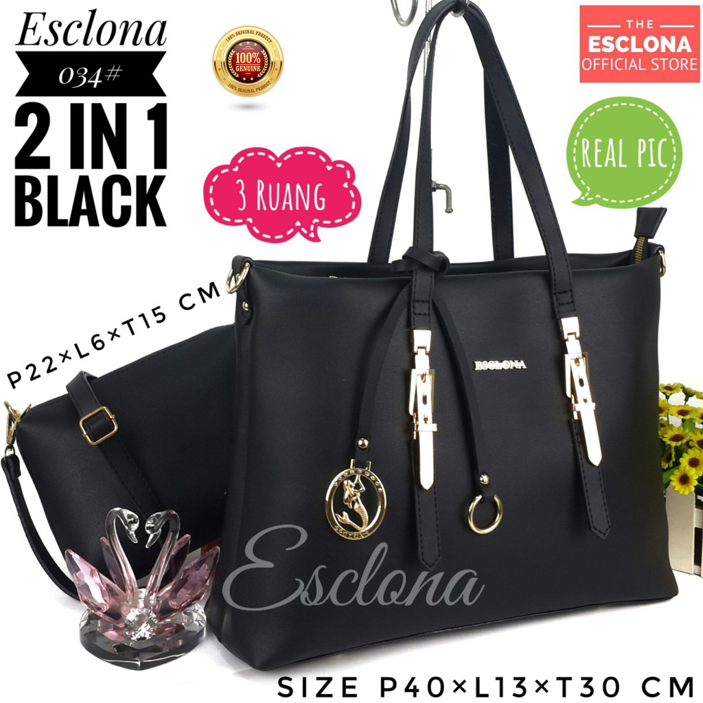 Tas wanita Import Bag Laptop Esclona 034 Tas Batam Selempang Cewek Branded Cantik Fashion Murah Handbag Original Besar Kantor Kerja Kuliah Premium Super Populer Terbaru Terlaris Hobo Office Ibu Emak Dewasa Santai Berpergian Shoulder Bahu