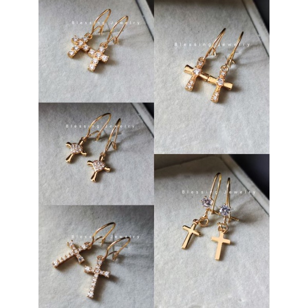 Anting Jurai Permata Salib Xuping Emas Wanita