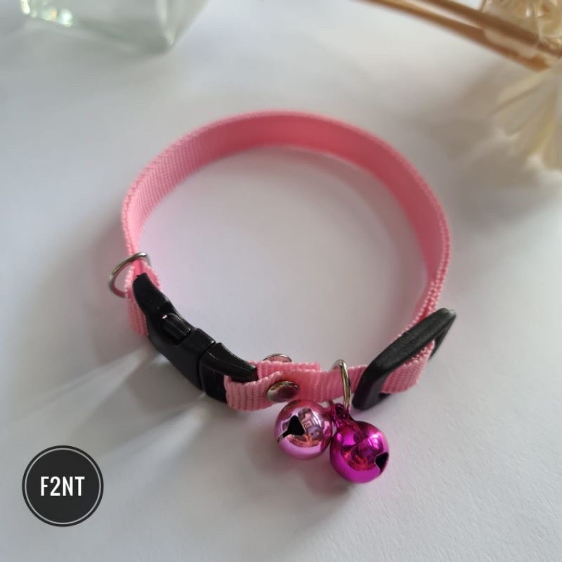 Kalung kucing polos 2 lonceng 10ml bahan tebal