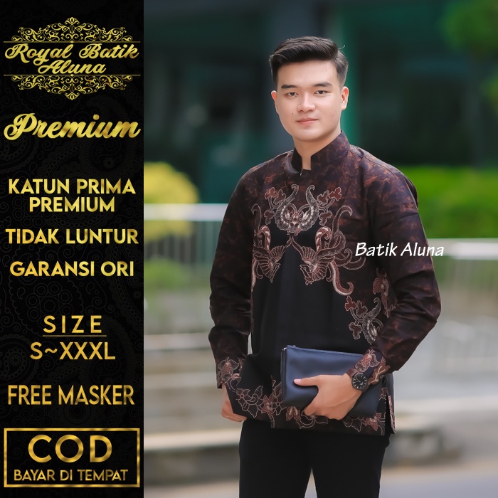 Baju Koko Pria Lengan Panjang Batik Baju Muslim Lebaran Motif Resmi Casual Formal Santai Original Pr