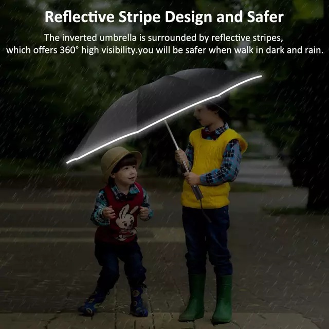 PAYUNG LIPAT REVERSE (TERBALIK) BUKA TUTUP OTOMATIS DGN REFLECTIVE STRIPE / REVERSE FOLDING UMBRELLA