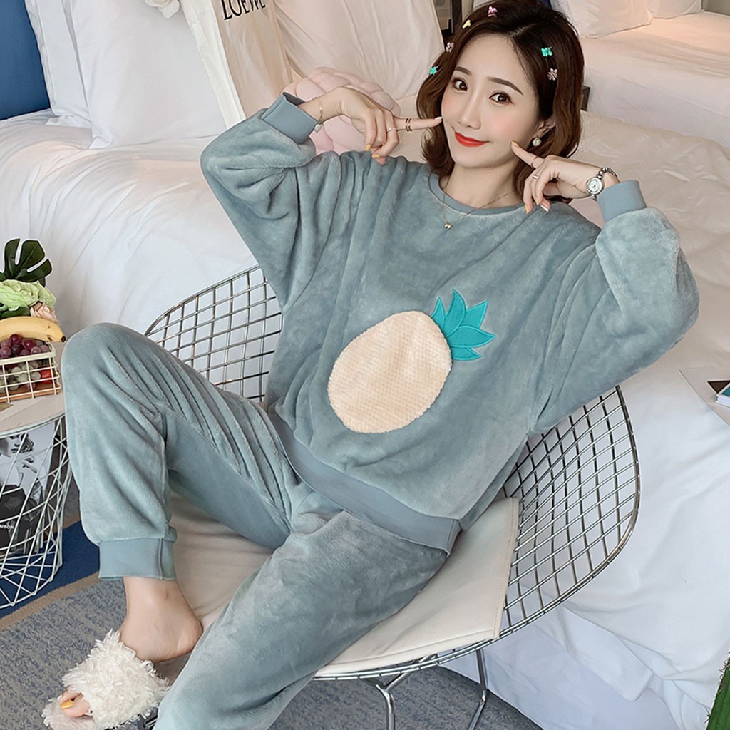 Setelan Piyama Kemeja Lengan Panjang Celana Bahan Flanel Setelan Piyama Kemeja Lengan Panjang Celana Bahan Flanel