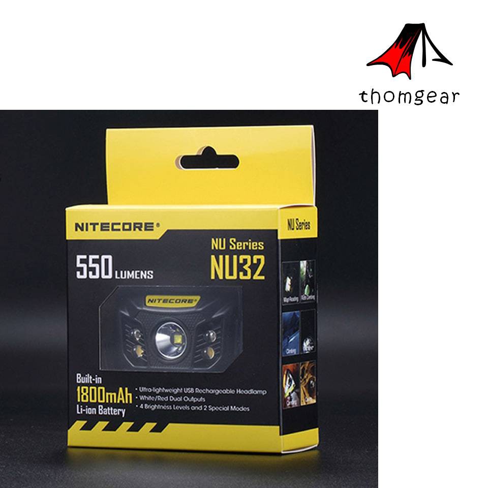 Headlamp Nitecore Nu32 Senter Kepala Chargerable Cree Xp-G3 S3 550 Lumens Jm Thomgear