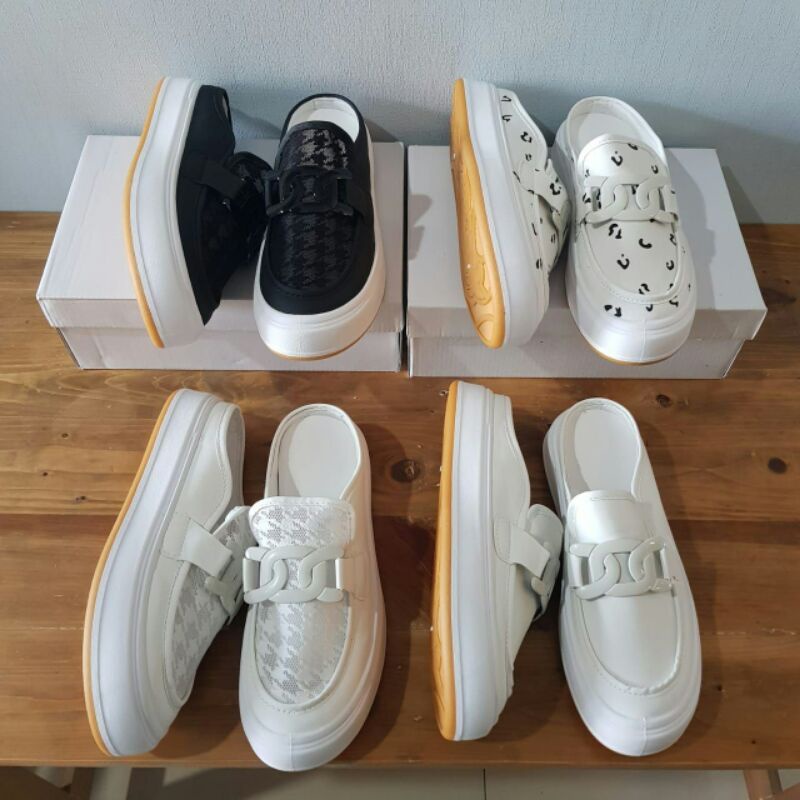 AGI7763 Sepatu Slip On Wanita Fashion Import Leather Half Ready Jakarta Bisa COD (With Box)