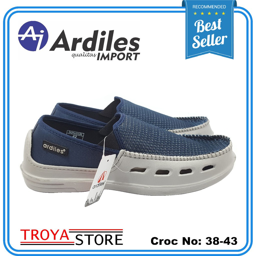 TROYA - ARDILES Sepatu Croc Slip On Original Biru Hitam Coklat Abu / Sepatu Pria Bonjour Alejandro