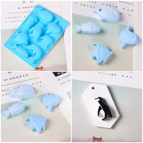 Cetakan Silikon Laut Silicone Mold Blue Sea World Premium Whale Dolphin Fish Penguin Ikan Paus Oven Safe Babymaniashop Jelly Clay Play Doh Resin