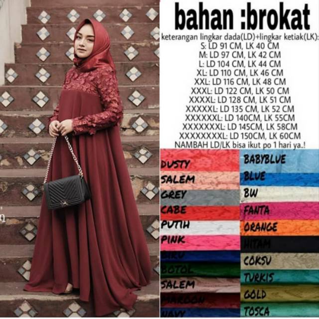 Gamis brukat pesta wisuda jumbo Bigsize ld 150 cm