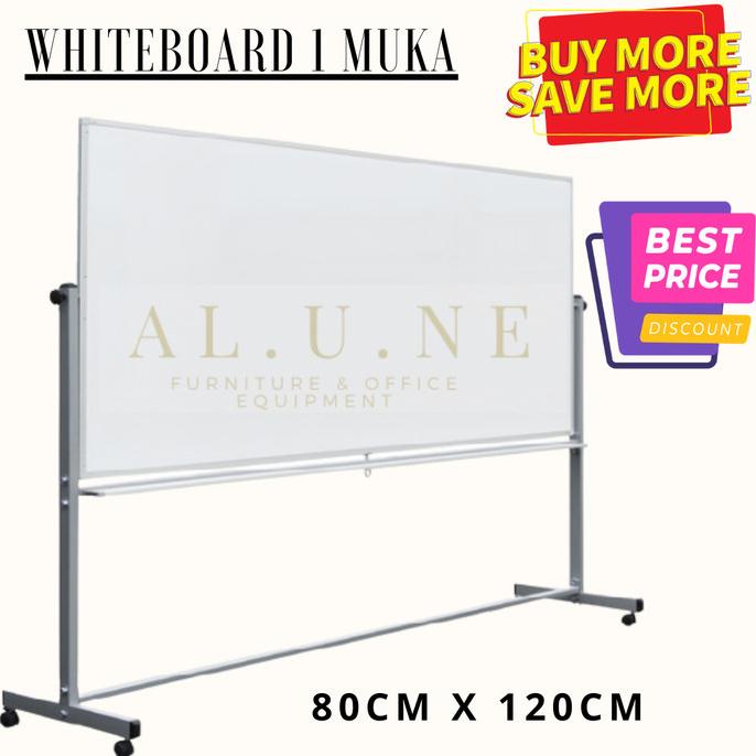 

Whiteboard Papan tulis 1 muka dengan kaki 80 x 120 cm Sakana