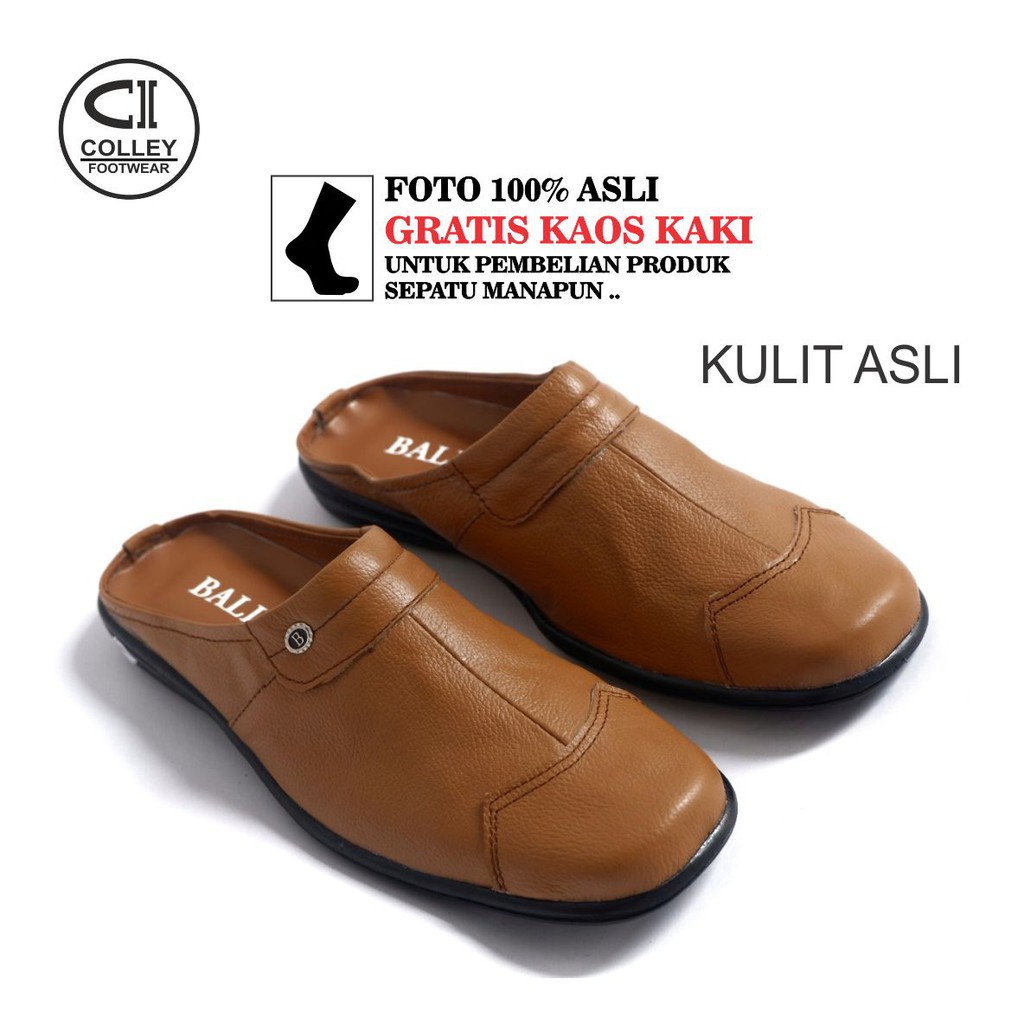 COD - SEPATU BUSTONG PRIA 100% KULIT ASLI / SLOP / CASUAL LEATHER SLOP CLY-BTG.002