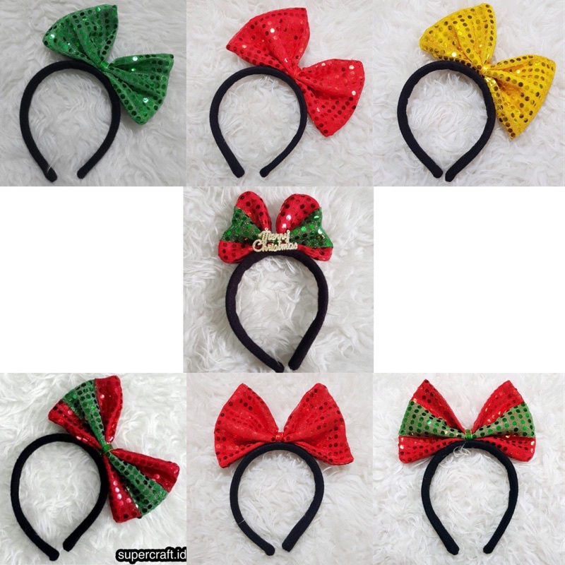 Bando Pita Natal Merry Christmas Happy New Year Topi Natal Xmas Glitter Blink Mengkilap