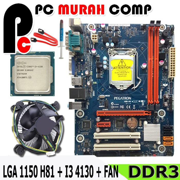 Mobo Mainboard H81 LGA 1150 DDR3 2 slot Ram Onboard