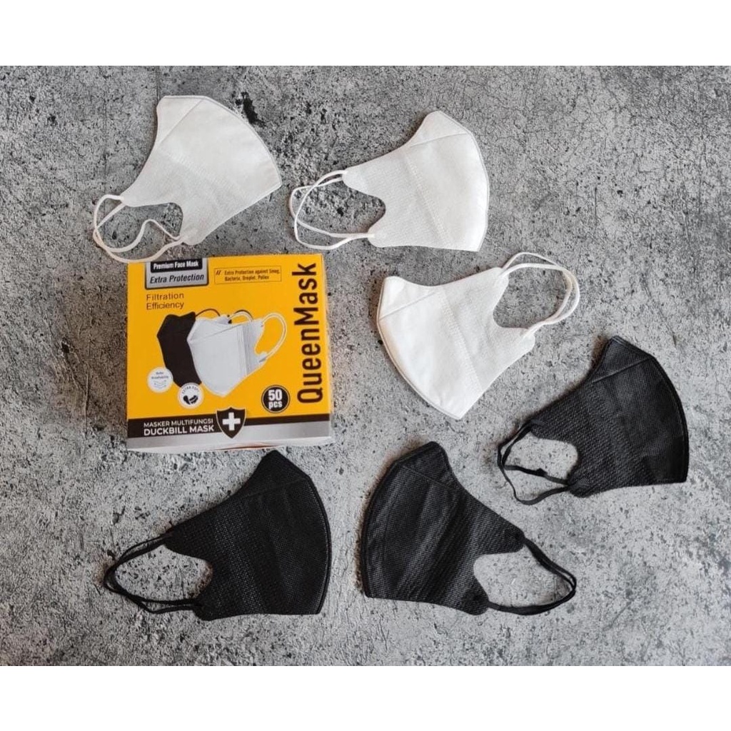 Masker Duckbill Garis Duckbil Hitam Putih Warna 1 Box isi 50pcs | Duck Bill Mask 1Box