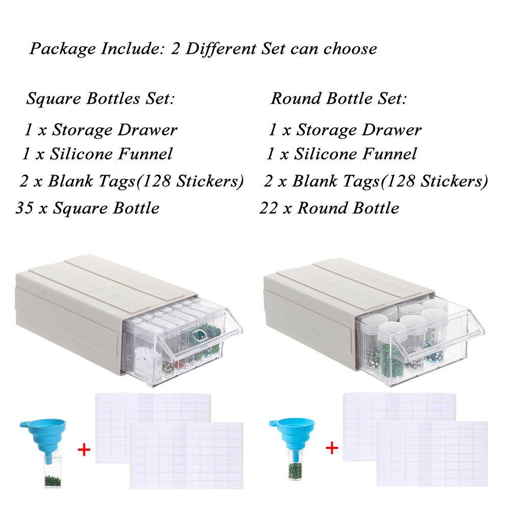 Preva Manik-Manik Wadah Penyimpanan Manik-Manik Laci Corong Silikon Botol Bor Lukisan Berlian 5D