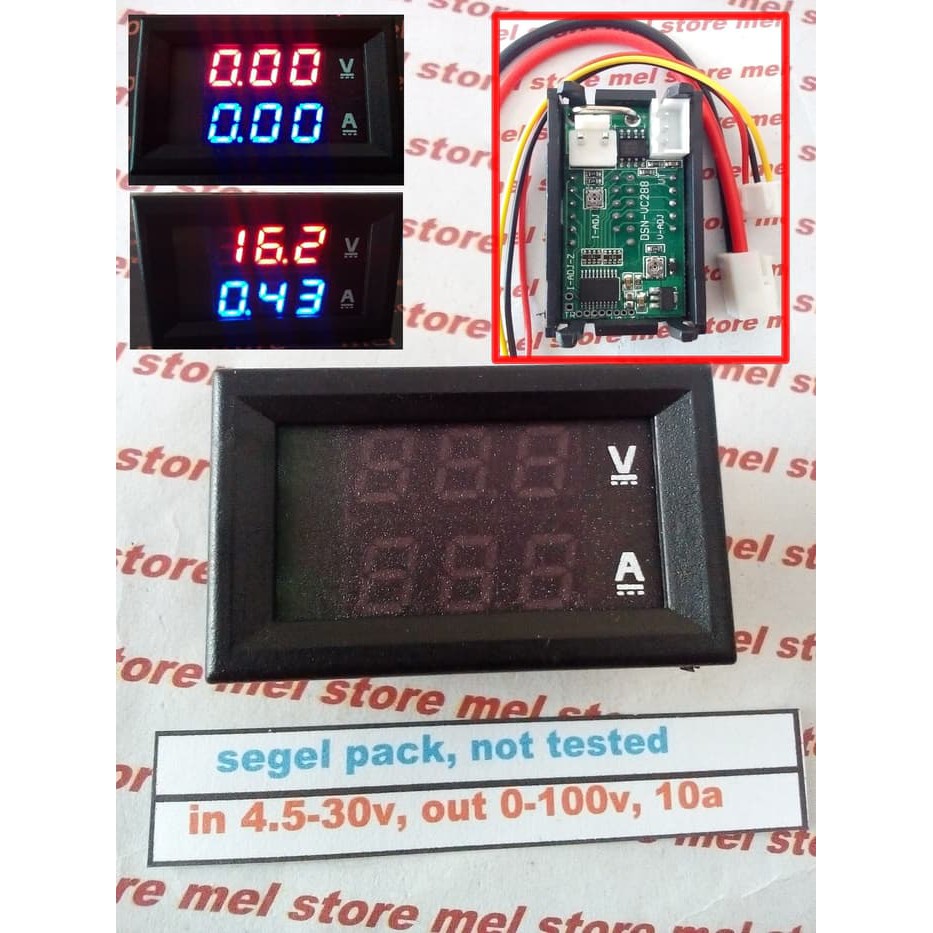 Voltmeter Ammeter Digital DC 100V 10A IC Kecil