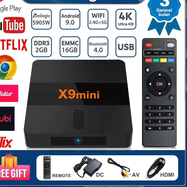 (BEST SELLER) TV BOX Android X9mini Bluetooth Smart Tv Box Set top box tv digital 5G WIFI TV BOX 2+1