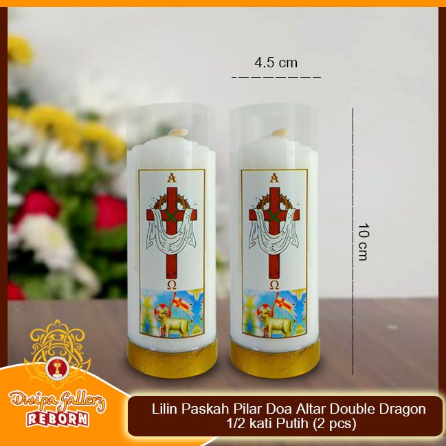 Lilin/Candle Puja Paskah Pilar Doa Altar DD 1/2 kati Putih (2 pcs)