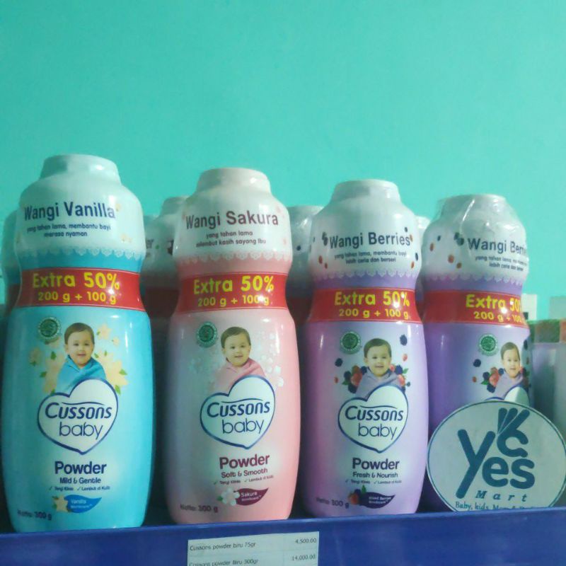 Cussons Bedak Bayi 300g Besar Cusons Baby Powder Tabur 200g + 100g Vanilla Biru Sakura Pink Berries Ungu