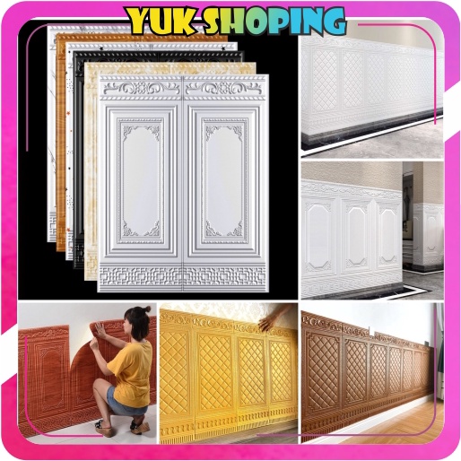 YUKSHOPING Wallpaper Dinding 3D Foam Motif Pintu Batik 90 x 35cm Tebal 6mm | Wallpaper Walfoam 3D Wa
