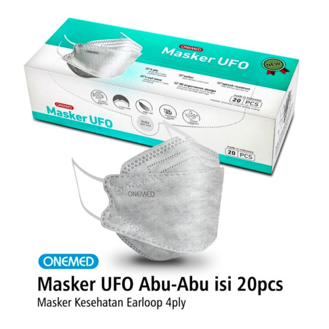 Masker UFO Abu UFO Grey Onemed KF94 Grey Masker Medis Onemed Ufo Abu