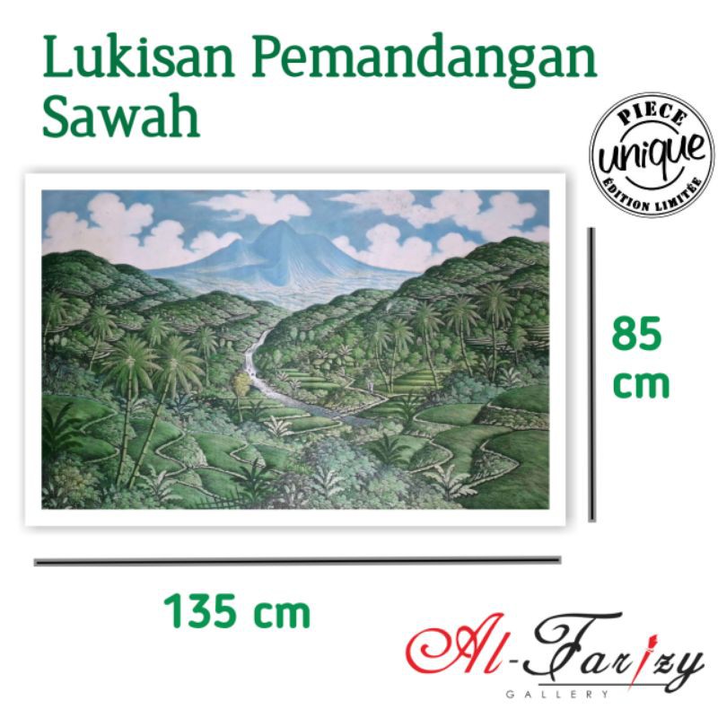 Lukisan Pemandangan alam Sawah Besar Unik Minimalis kanvas Ukuran 135x85 cm