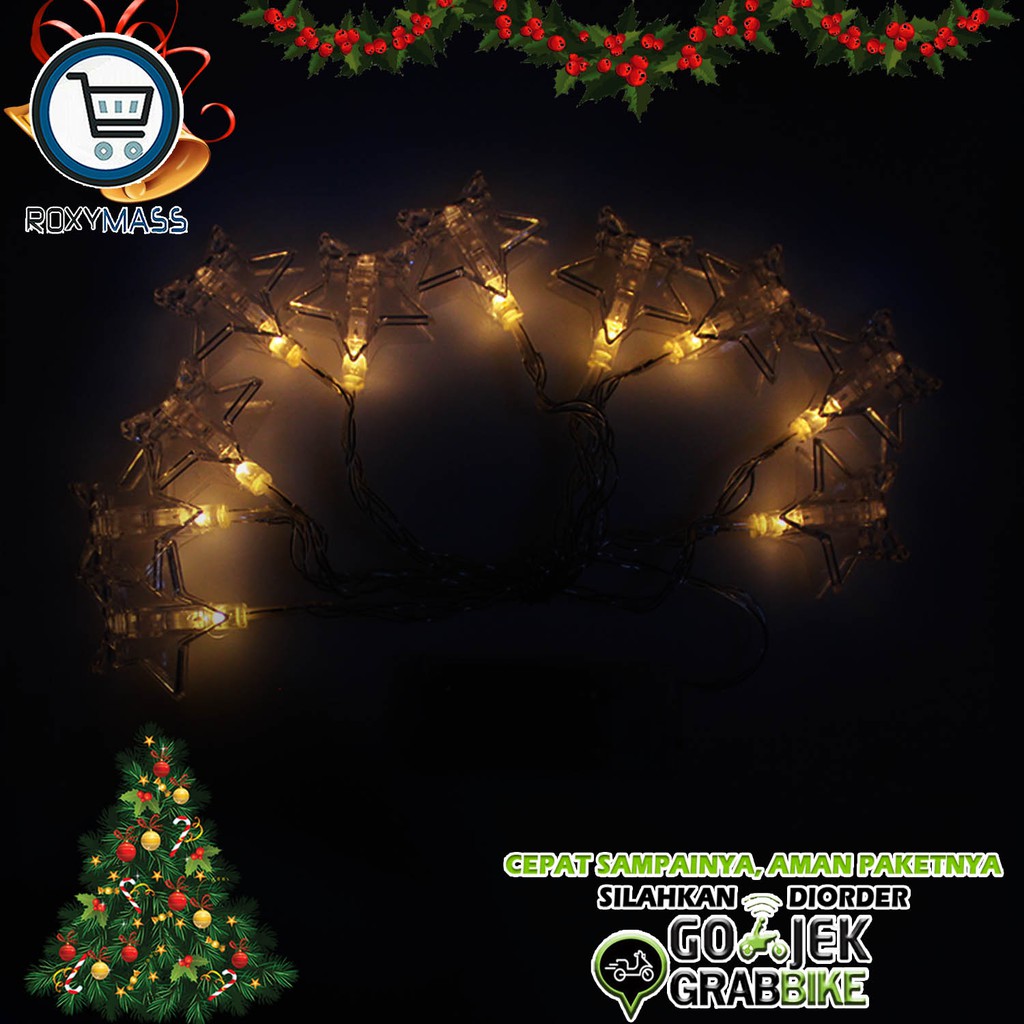 Terlaris Lampu Hias Pohon Natal Tumblr Model Penjepit Foto Motif Bintang 2 Meter 10 Lampu Kuning