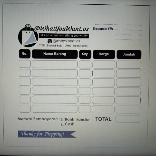 

NOTA 2 PLY (uk.1/2 isi 2 buku, uk. 1/3 isi 3buku, uk. 1/4 isi 4 buku, uk.1/6 isi 6 buku, uk.1/8 buk)