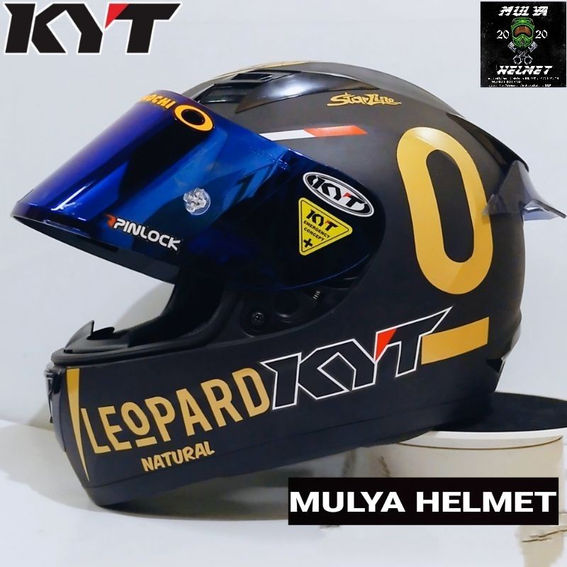 Helm Full face KYT R-10 Solid Black doft (Paket Ganteng Gratis kaca ori) REDBULL & LEOPARD