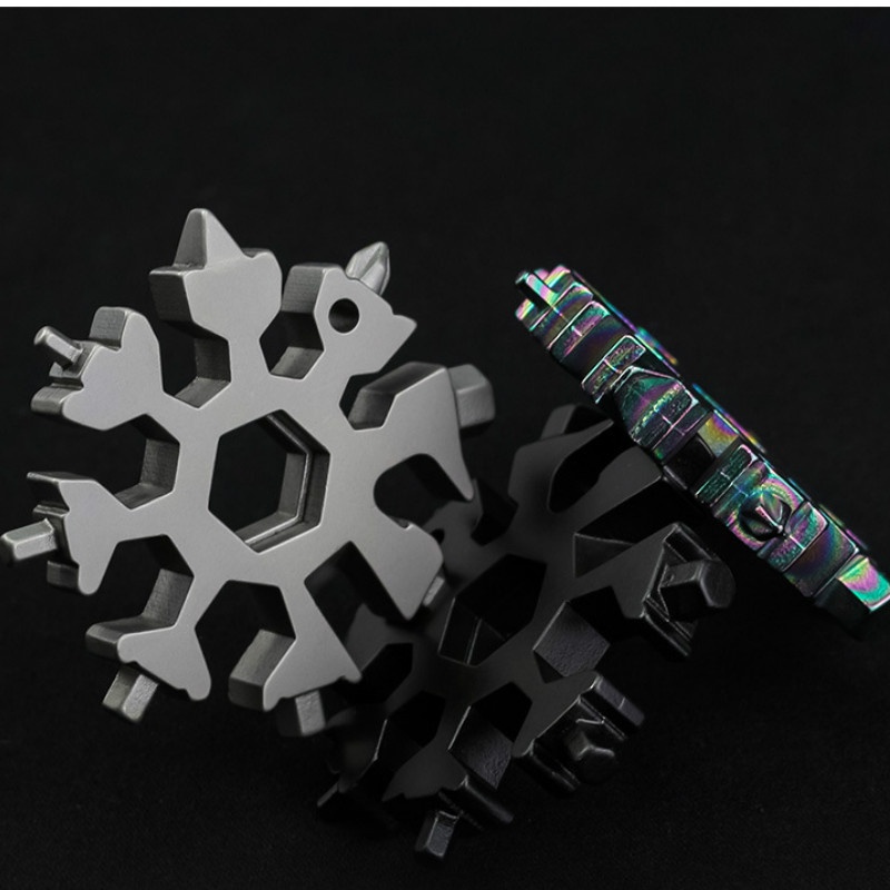 Snowflakes Multi Tool Pocket Wrench Saker Tool Kunci Salju 19 IN 1 Snowflake Shape Wrench  Mini bentuk gantungan kunci multifungsi Alat instalasi dan penghapusan Alat perbaikan mobil Alat Perbaikan Rumah Alat Perawatan Mesin Pertanian