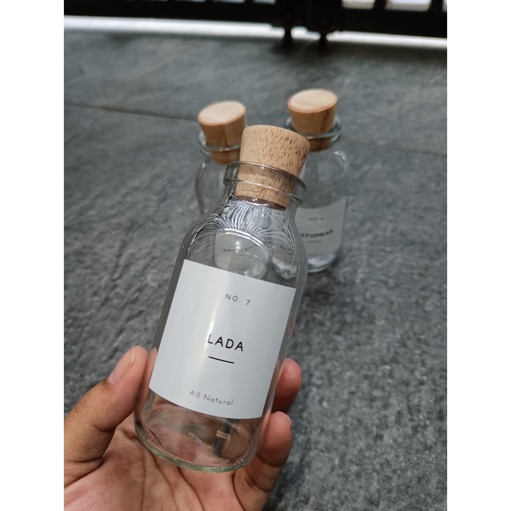 WHT - 131 Toples tempat botol bumbu dapur Kaca Estetik Free Label Tutup Kayu Wadah Bumbu Dapur 100ml
