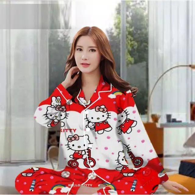 blinqshop BAJU TIDUR PIYAMA HELLO KITTY AWAN