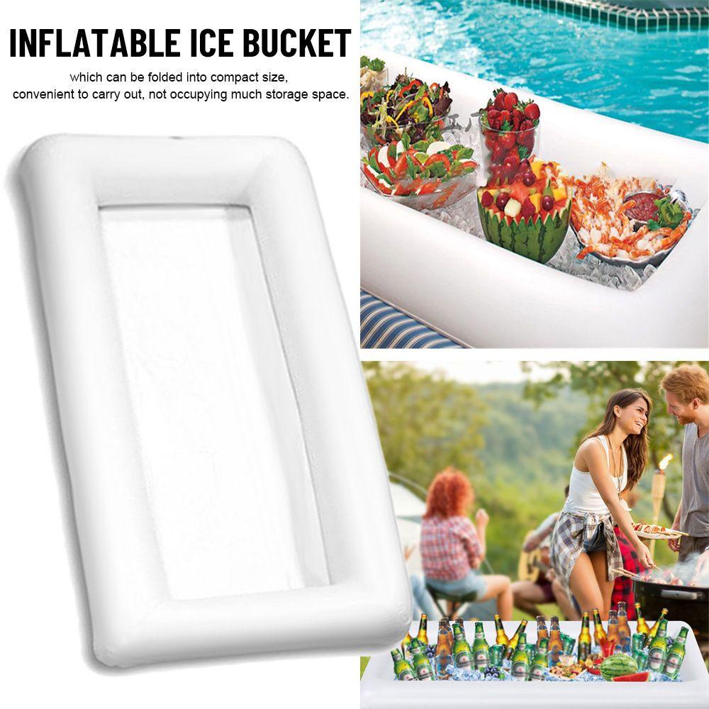 Top Inflatable Ice Bucket Salad Bar Prasmanan Pendingin Minuman BBQ Piknik Floating Tray