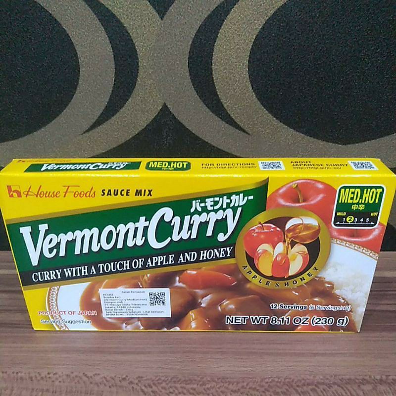 House Food Vermont Curry Medium Hot 230gr - [Bumbu Kari instan Jepang] Non halal