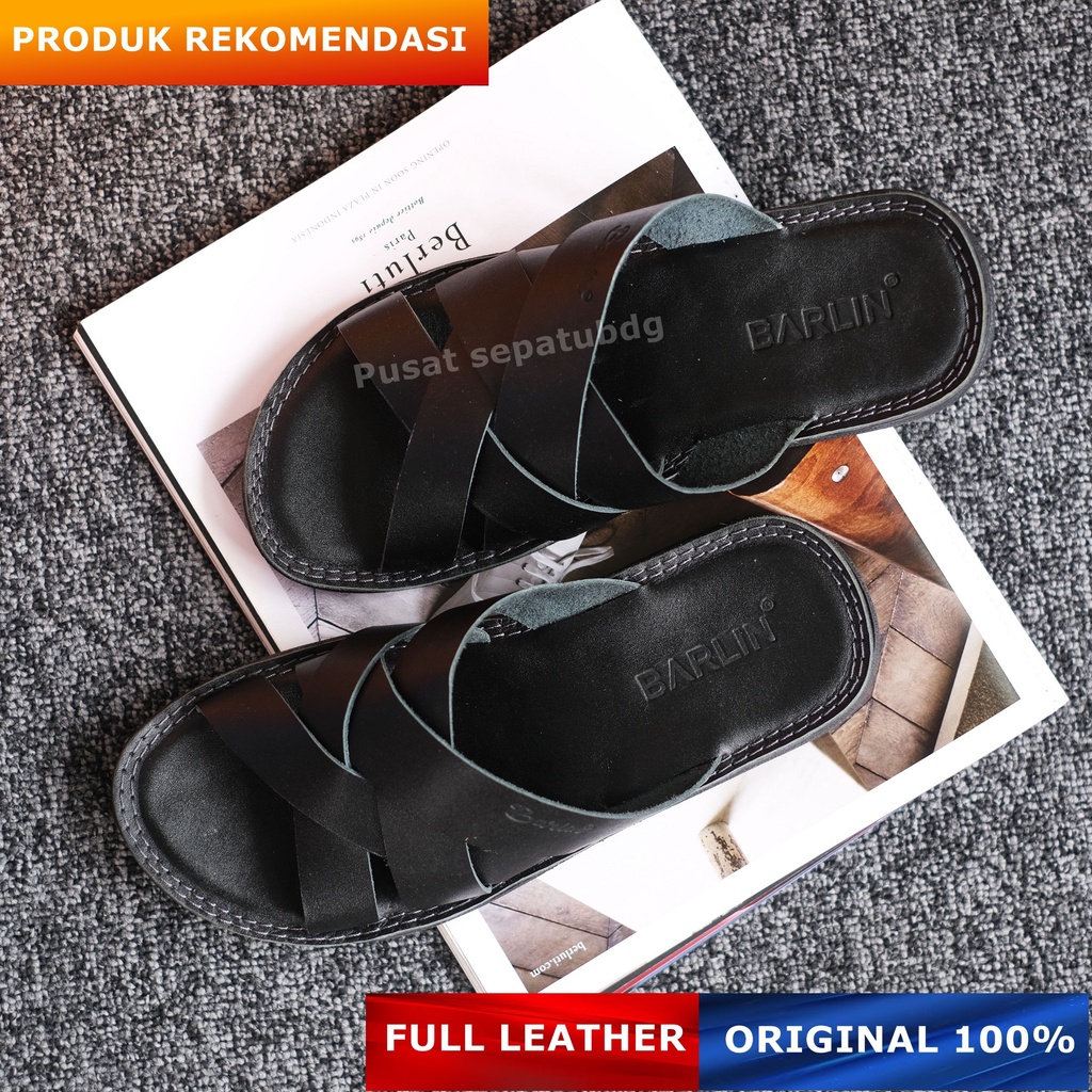 Sandal Slop Kulit Pria Distro Casual Original - Sendal Slide Kulit Casual Pria