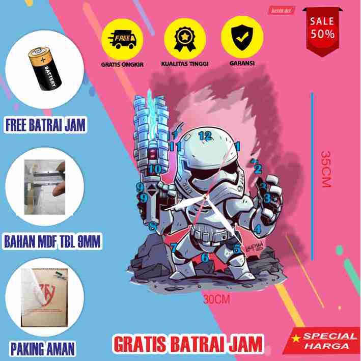 JAM DINDING UNIK DAN KEREN KARAKTER STAR WARS DEKORASI HIASAN DINDING KAMAR TIDUR WALL DECOR CUSTOM