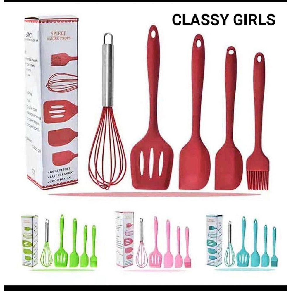 SPATULA SILICONE SET ALAT MASAK 5 IN 1/ BAKING PROPS SET 5 PCS