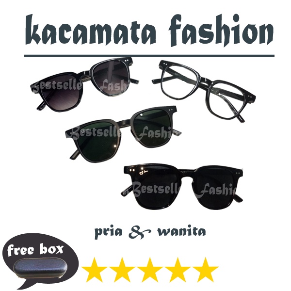 Kacamata Fashion Hitam Transparan Kacamata Gaya Anti UV Unisex Retro Korea Style Kekinian Freecase