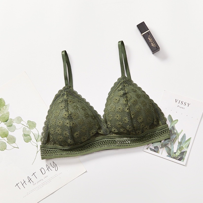 Fashion Bra Wanita Bra Sexy Model Tanpa Kawat Motif Bunga High