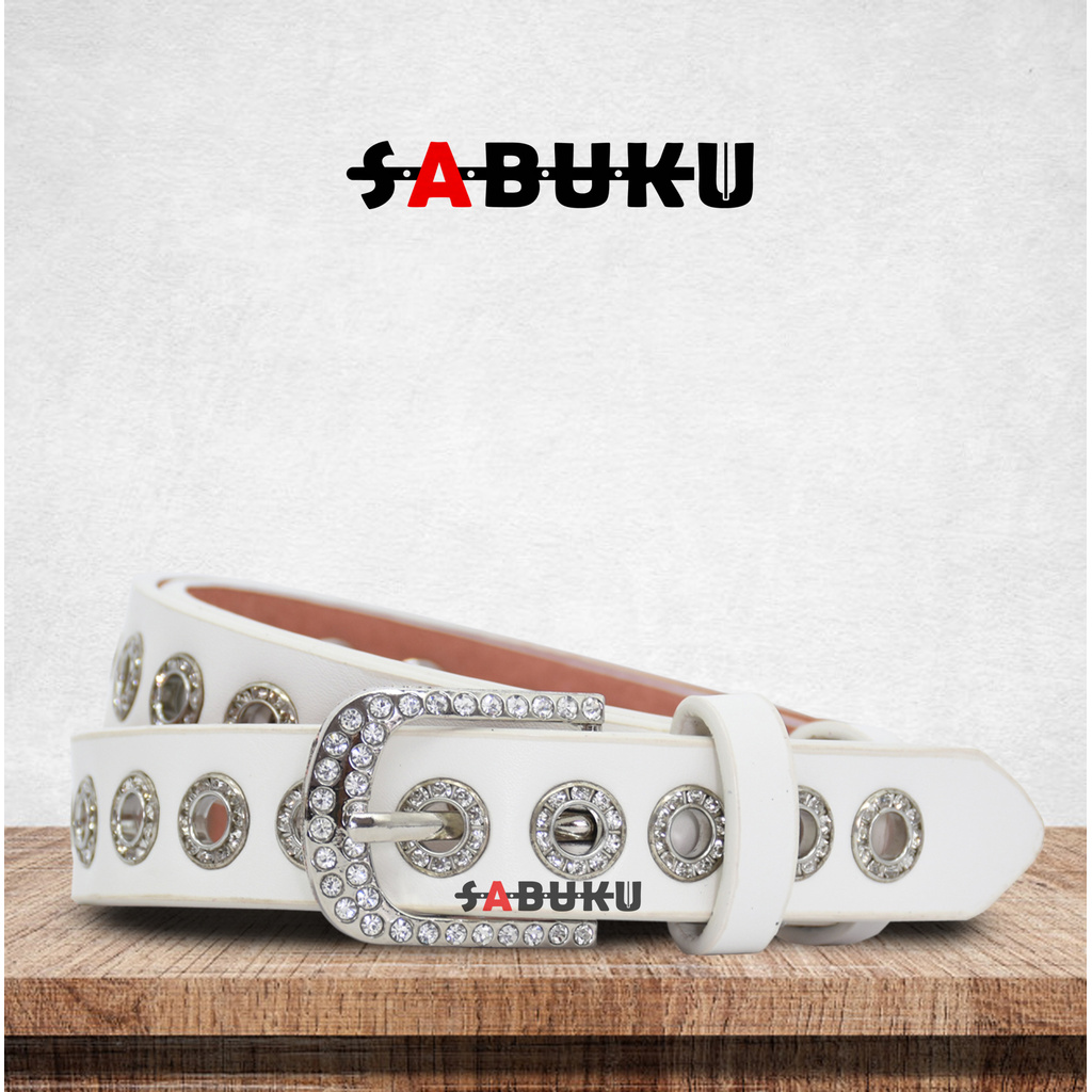 Ikat Pinggang Kulit dengan Gesper Single Eyelet Grommet untuk Wanita Gaya Korea - 026