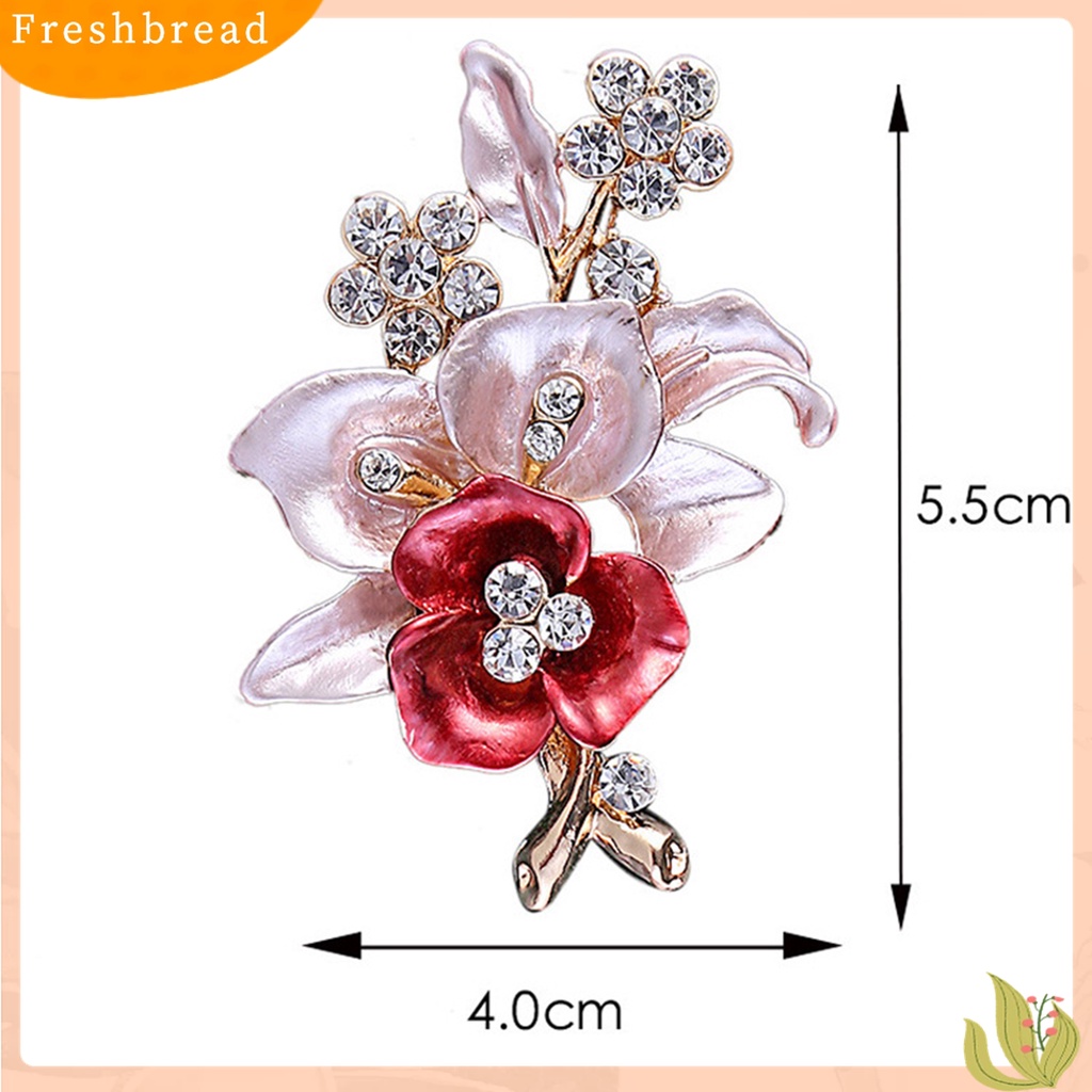 [ TERLARIS]Brooch Pin Flower Shape Chic Decoration Alloy Rhinestone Inlaid Flower Brooch Pin for Wedding