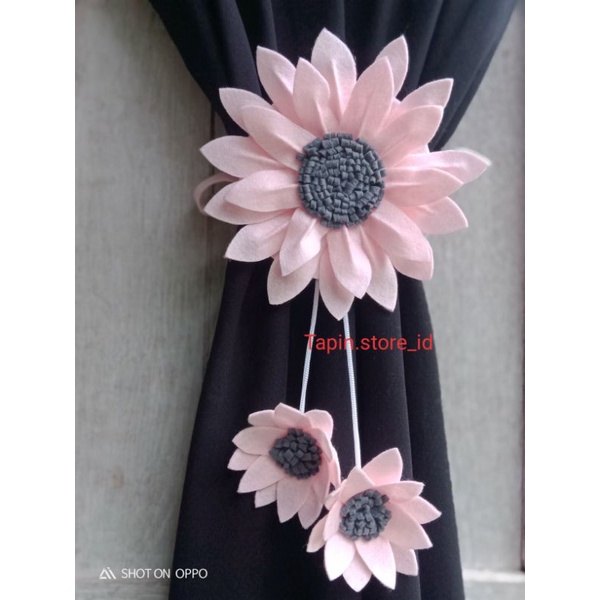 Tapin.store_id *Ikat gorden bunga matahari - ikat gorden kain flanel - ikat gorden warna cantik