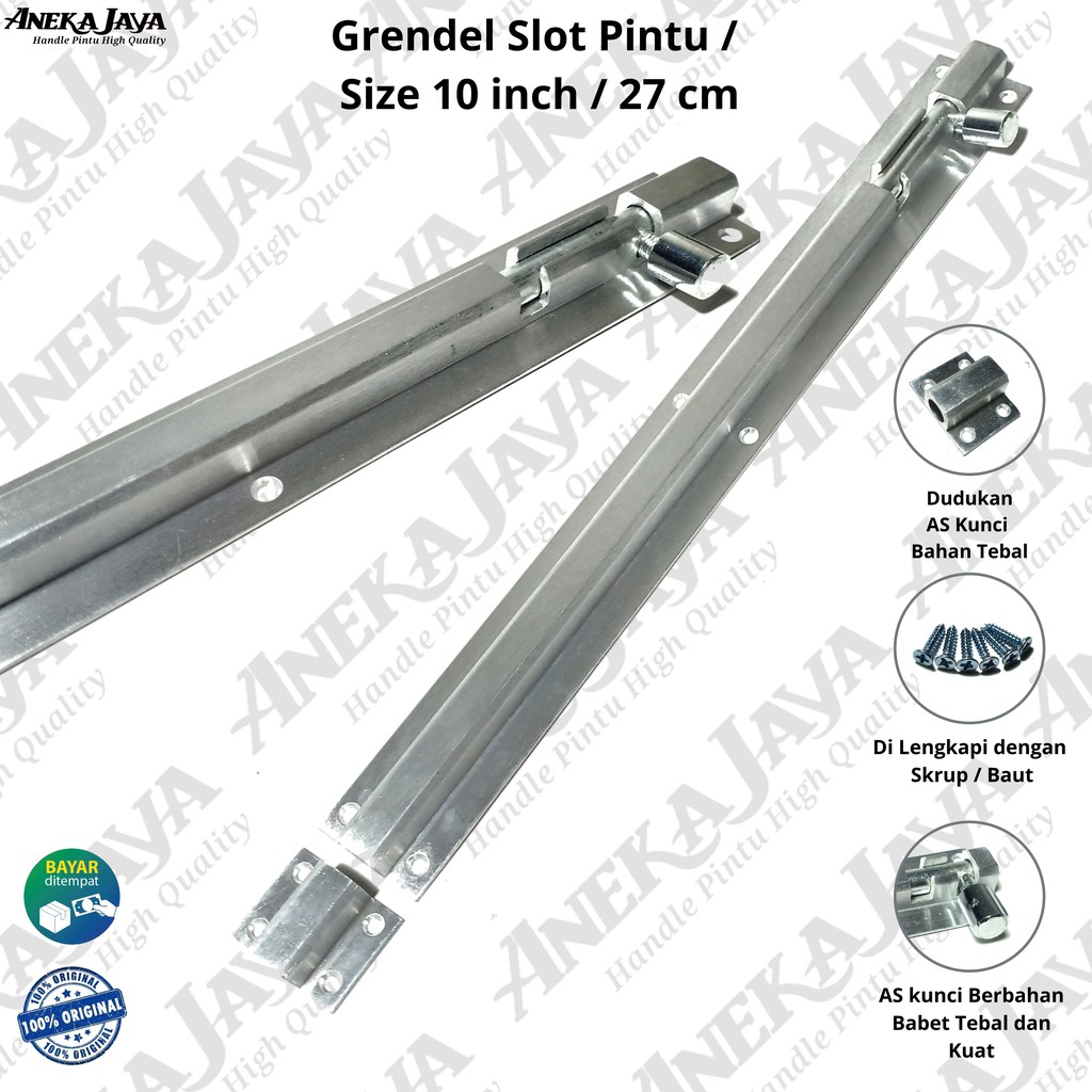 Grendel 10 inch 27 cm / Slot pintu daun pintu 2 depan / Grendel alumunium awet dan Anti karat