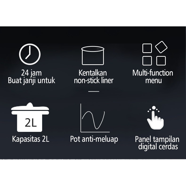 2L Smart Multifungsi Rice Cooker Penanak Nasi Digital Lapisan