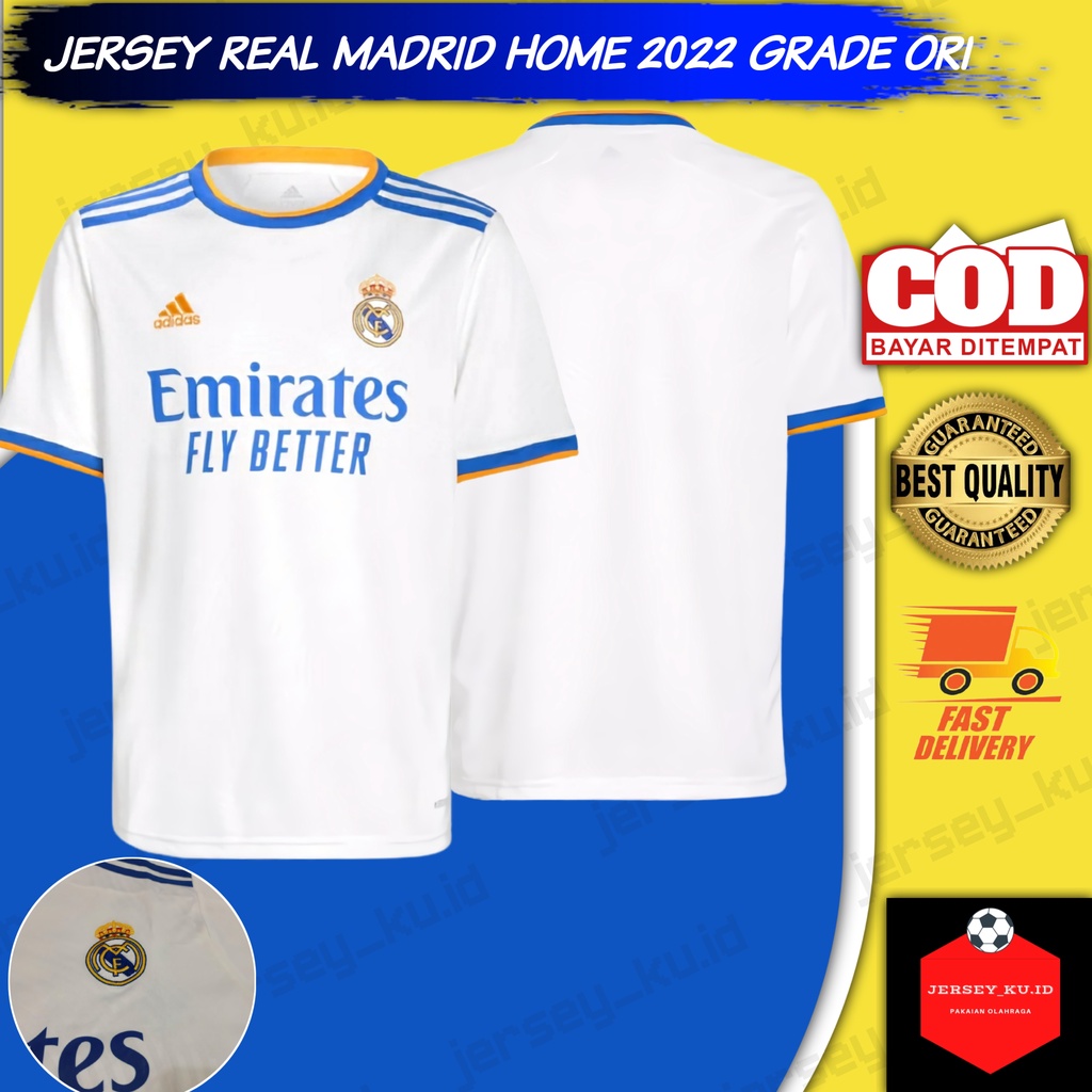 Jersey REal Madrid Home 2021 2022 Grade Ori/ Baju Bola Real Madrid Home 2021 2022 GO