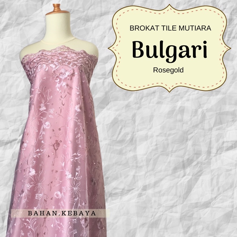 Kain Brokat Bahan Kebaya Tile Bulgari Warna Rosegold Rose gold