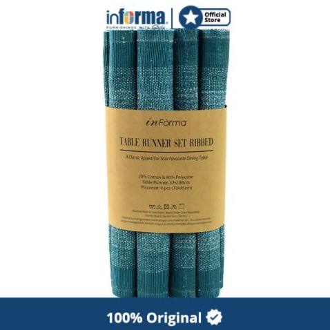 INFORMA - TABLE RUNNER SET RIBBED 8334 TEAL