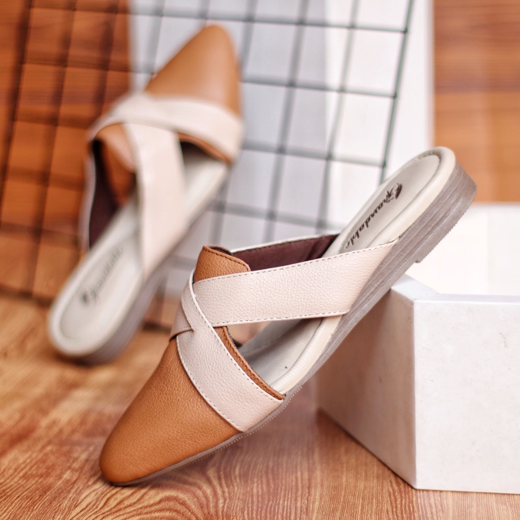 Sepatu Bustong Wanita Kulit Asli Original KEISYA Sepatu flat simpel Asli garut terlaris Sepatu Kerja